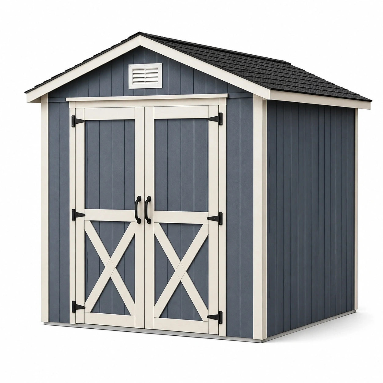 Abri de jardin en bois et acier gris foncé/blanc 215x240x230 cm