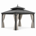 Pavillon de Jardin en Métal avec Rideaux Beige 3x4 m