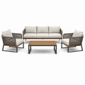 Ensemble de salon d'extérieur en aluminium et résine avec coussins beige