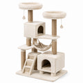 Arbre à chat en bois et sisal avec hamac et plateformes, 145 cm, beige