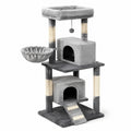 Arbre à chat gris avec sisal et peluche 144 cm