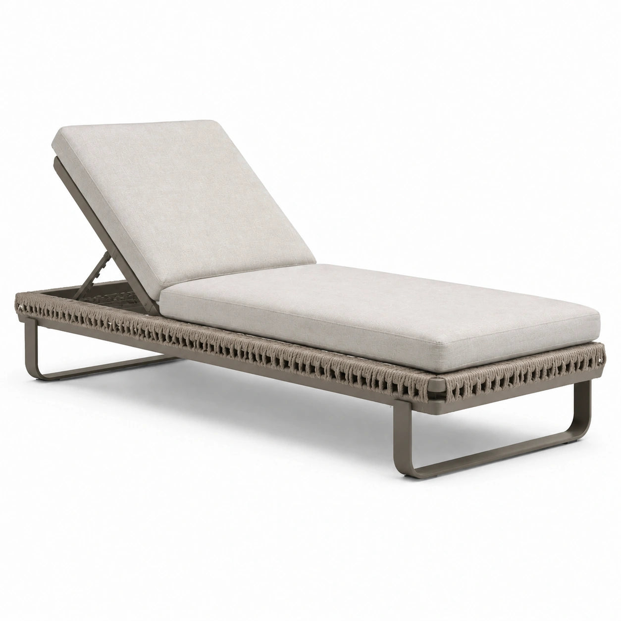 Chaise longue en aluminium et polyester beige