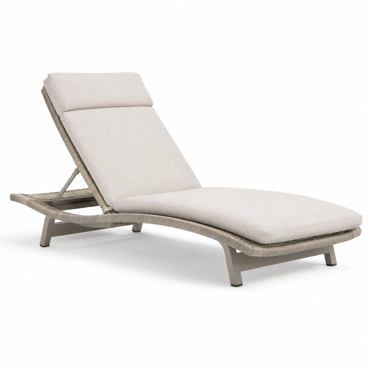 Chaise longue extérieure aluminium polyester beige