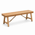Banc en bois de teck massif marron 150x35x45cm