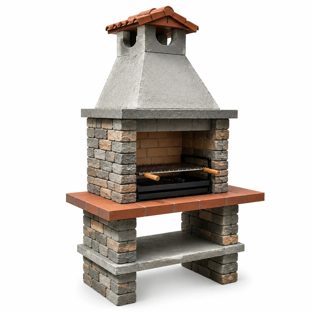 Barbecue en brique avec cheminée en béton