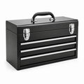 Boîte à outils en métal noir avec 3 tiroirs