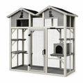 Enclos pour chats en bois et métal gris 200x100x150 cm