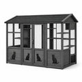 Enclos pour chat en bois avec grillage métallique gris 180x90x170 cm