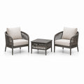 Ensemble extérieur en osier avec fauteuils et table basse en aluminium