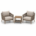 Ensemble de fauteuils avec table en bois et corde beige